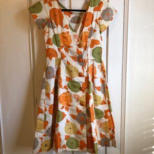 50s/60s Vintage Floral Asymmetrical A-line Dress